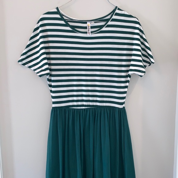 Journey Five Green Stripe Maxi Dress S - Picture 2 of 6